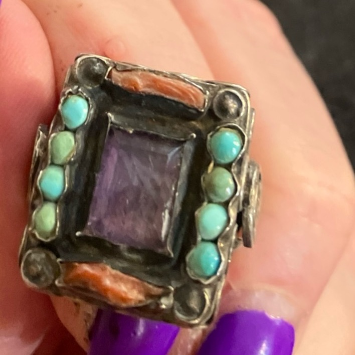 Ring Vintage Mexican Sterling Silver Signed Matl Matilda, Poulot